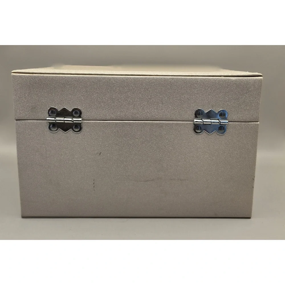 Dajasan Jewelry Box Beige Faux Leather Velvet Lined, Spacious B#36